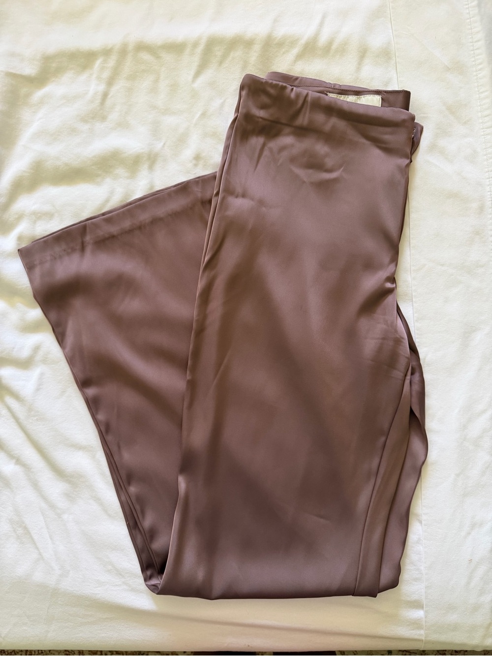 Zara Mauve Brown Satin Boot-Cut Pants